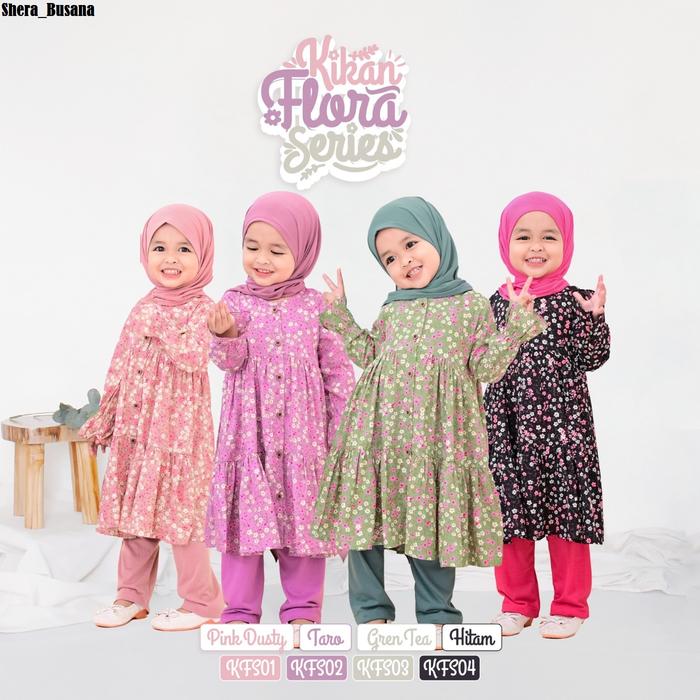 Baju Setelan Anak Perempuan Lucu / Set Tunik Kikan Flora Series By Cute Kids
