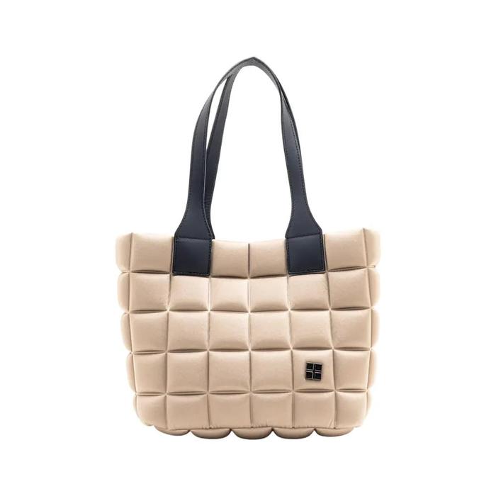 BPrime Milan 50 Small Shiny Cube Fabric Tote Bag Toffee (25 x 14 x 24)