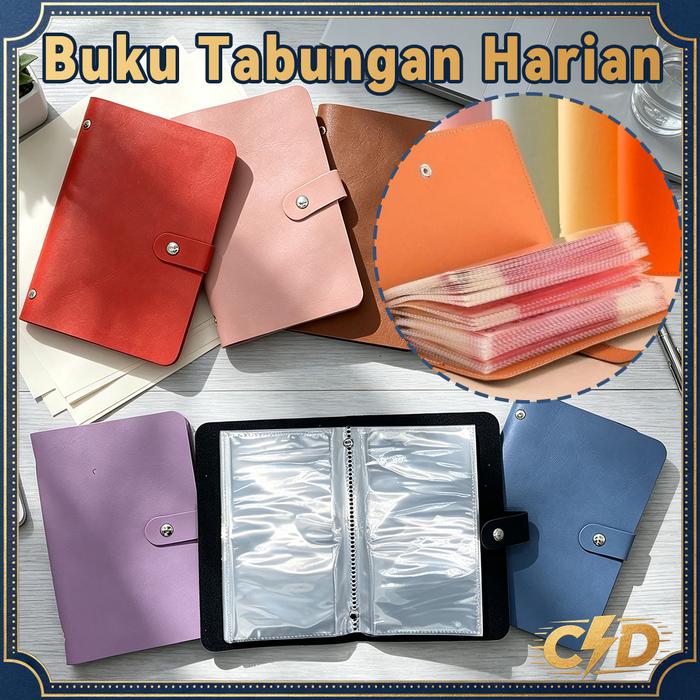 A6 100 Slot Album Koleksi Uang Kertas PU Material Tahan Air Buku Tabungan Target Tantangan Menabung 