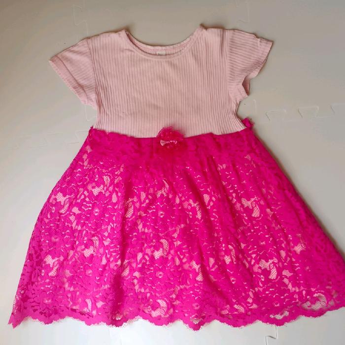 Dress Balita Pink Imut Preloved Brokat Bunga