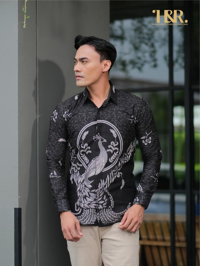 H&R Batik Prana - Kemeja Batik Biru Premium Reguler Pria Bahan Katun Adem Berlapis Furing Nyaman Rea