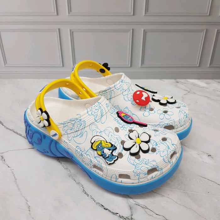 SANDAL KARET PLATFOM SMURF/SANDAL CROCS WANITA