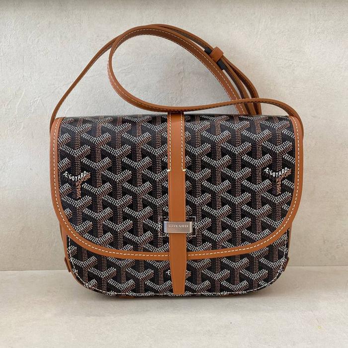 ORIGINAL - GOYARD BELVEDERE PM CLASSIC COLOR BLACK TAN SLING BAG