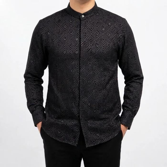 Balvin Baju Koko Pria Lengan Panjang Warna Hitam dan Warna Lain kemeja koko - ZERO 9001n
