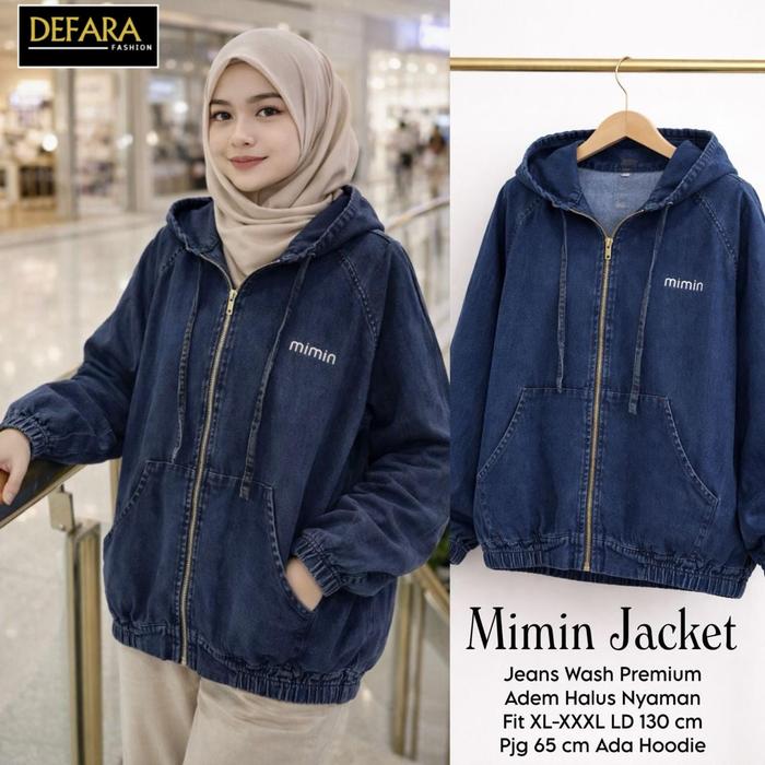 DEFARA Fashion Mimmin Jacket Jeans Wash Premium HQ Adem Halus Nyaman Fit L-XXL LD 130 cm Pjg 65 cm A