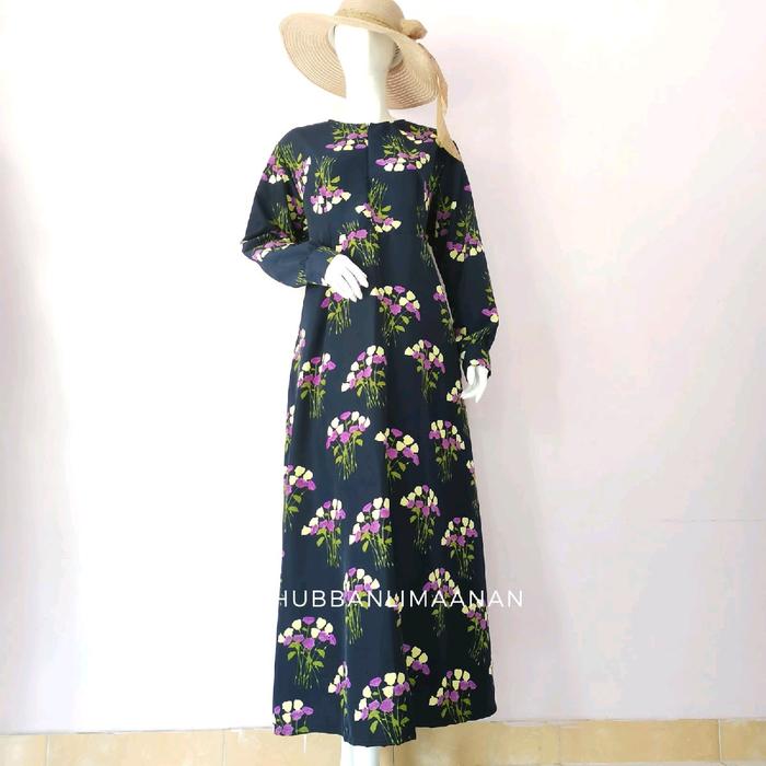 Gamis Idhubbanlimaanan Motif Bunga Bahan  Wolfis