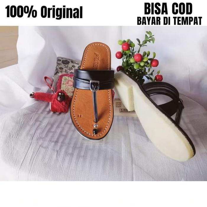 Sandal Toha Tarumpah Asli Kulit Sol Bawah Karet Mentah Original