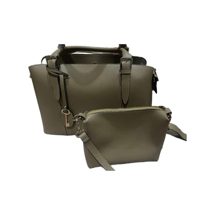 Tas Fossil Original Classic Structured Satchel Bag Kulit Asli Beige dengan Tali Bahu Adjustable dan 