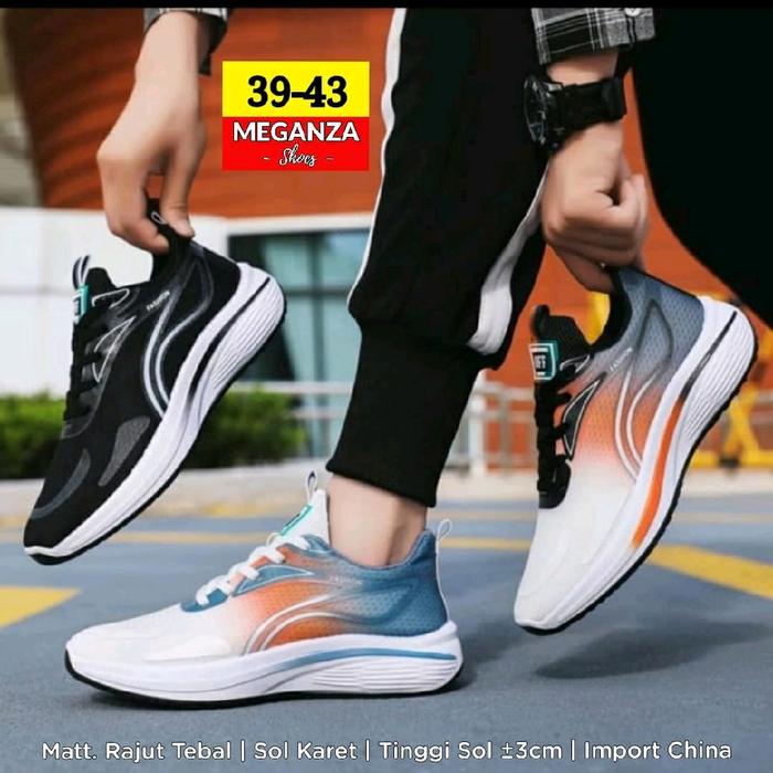 Meganza shoes.... Matt. rajut tebal, sol karet. Pria