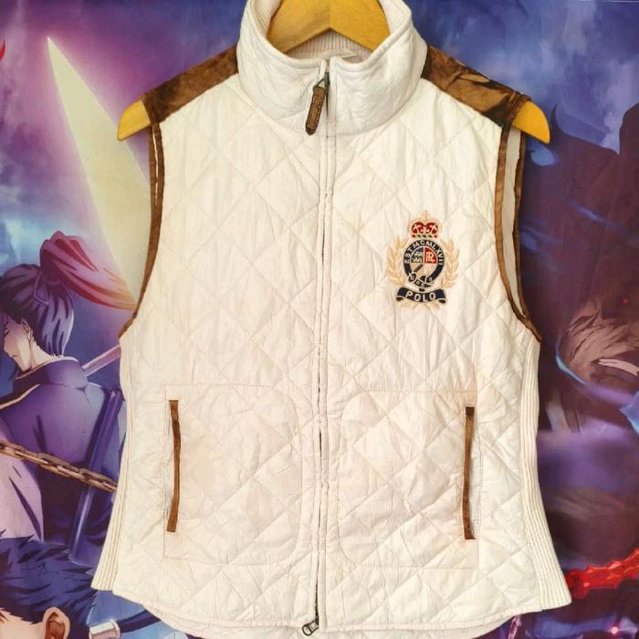 Pol* Ral** Lau**n Quilted Vest with Lamb Suede Accents White Atasan Luaran Rompi Jaket Jacket Outer