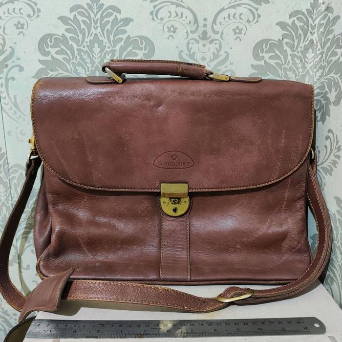 Tas selempang kulit Samsonite preloved