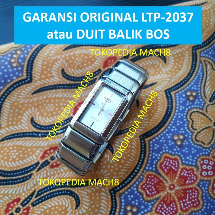 Jam tangan wanita CASIO Tank JADUL LTP-2037 Analog Background Silver Stainless Steel
