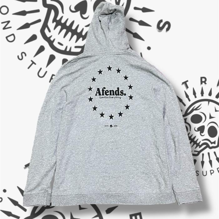 Afends grey hoodie question everything