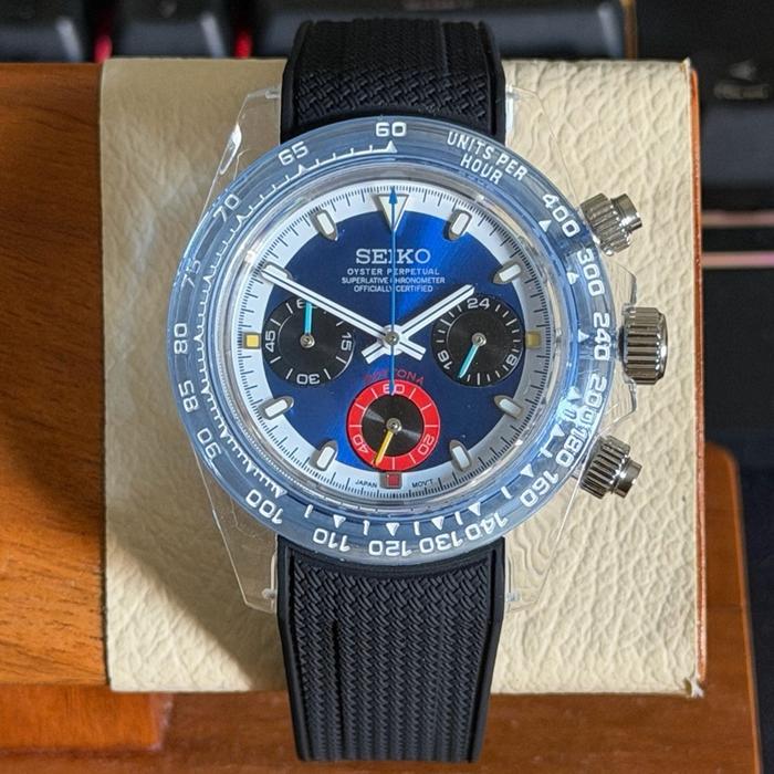Seiko Daytona French Blue Azul VK63 Chronograph Resin Ultra Light Weight Exclusive Built