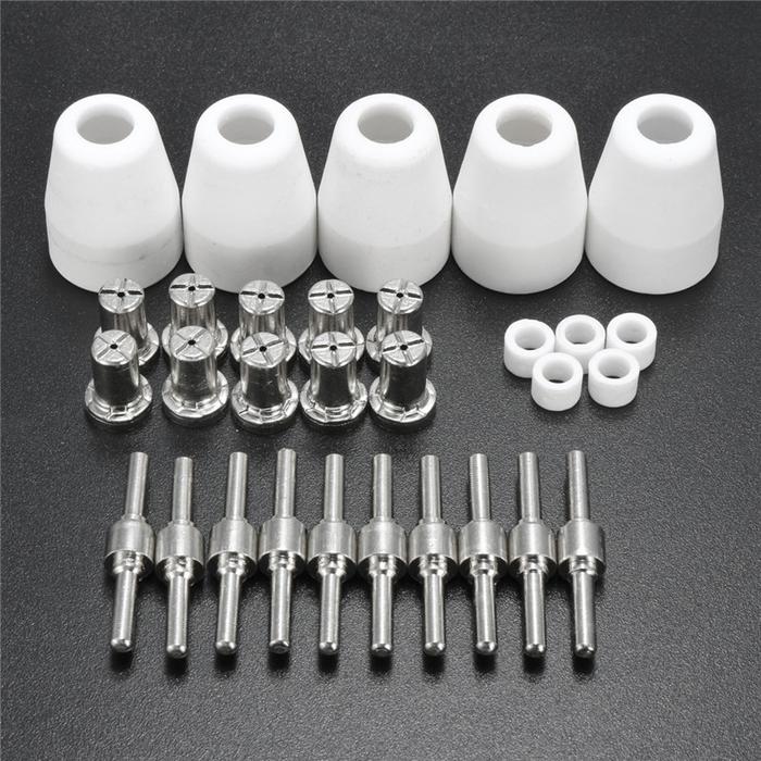 30Pcs Plasma Cutting Electrode Nozzle Plasma Consumable Fit Plasma Torch For LG-40 PT-31CUT40 312 Cu