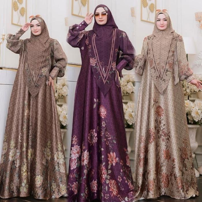 Gamis Set Syar'i Printing Premium Elegan Yodizein Ukuran Lengkap