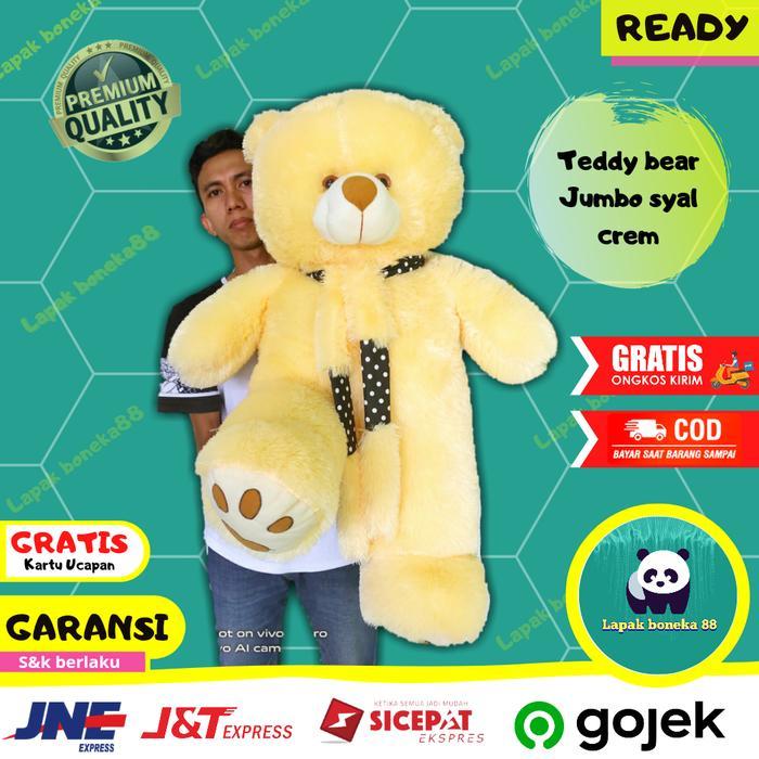 PREMIUM (READY) terjamin BONEKA TEDDY BEAR JUMBO / BONEKA BERUANG BESAR/CREAM/COKLAT/SYAL/MURAH terl