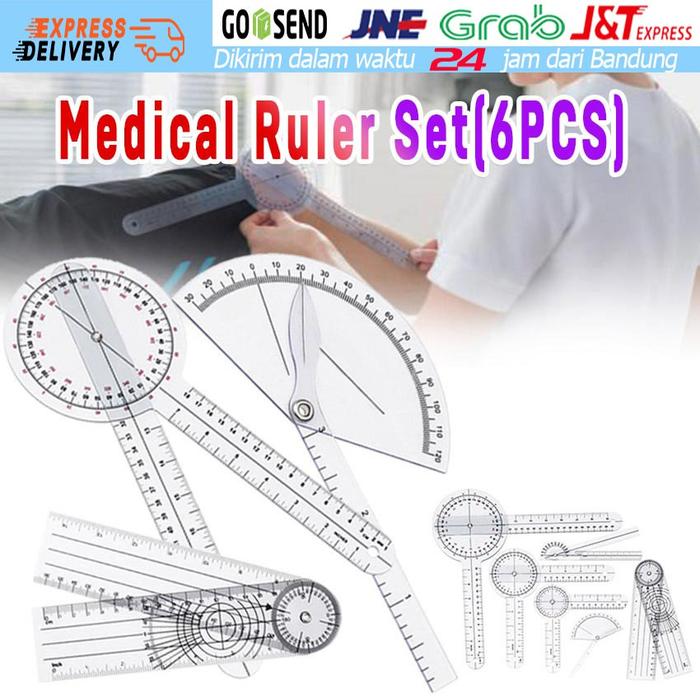 ISI 6PCS Alat Ukur Goniometer Fisioterapi Penggaris Tulang Sendi Jari Spinal Sudut Alat Kesehatan