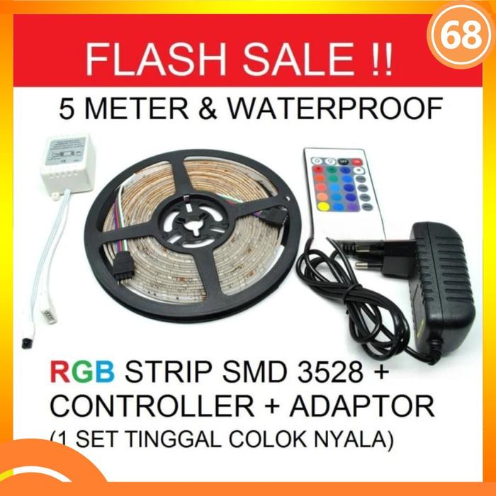 Lampu LED STRIP 3528 SMD 2835 IP44 IP 44 RGB+REMOTE+ADAPTOR+MODUL SET