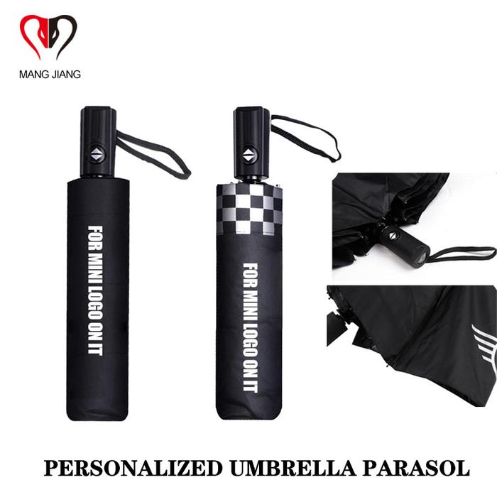 Universal For Mini Cooper Checker Black Umbrella Parasol Convenient