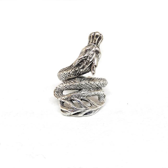 Cincin Ring Perak Silver Bali Motif Naga Dragon Asli 925 Pria Laki elegan keren Custom