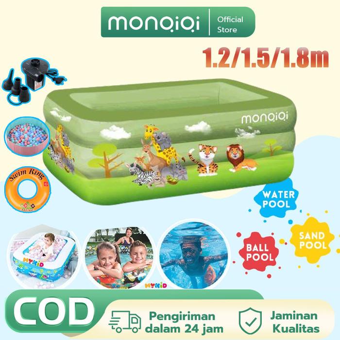 MONQIQI Kolam Renang Anak / Kolam Mandi Bola Inflatable Swimming Pool 150/180/210 cm Kolam 3 Ring Ba