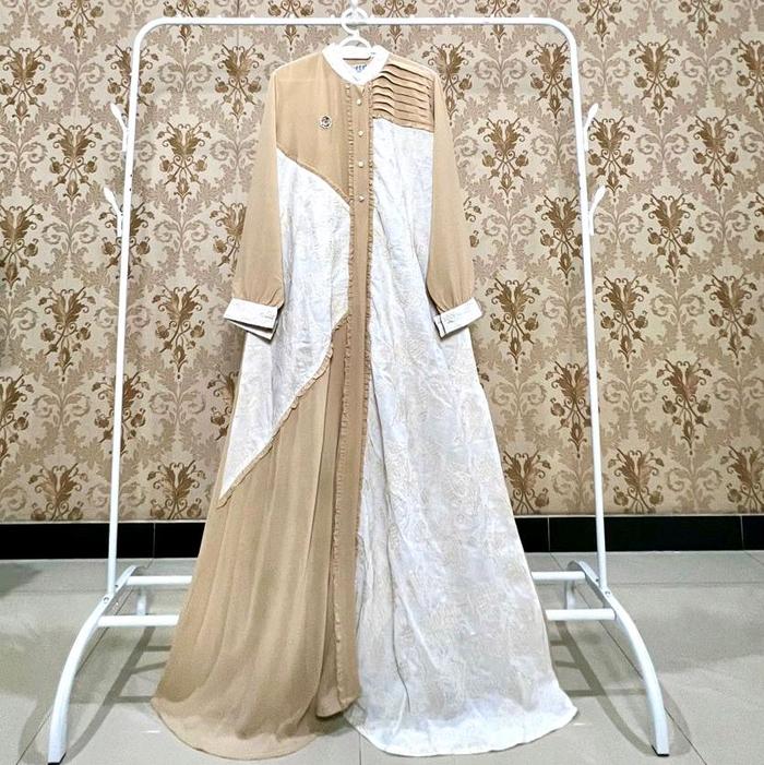 Gamis Muslim kombinasii bahan Ceruty Premium dan Katun premium Bordir BY ERRA