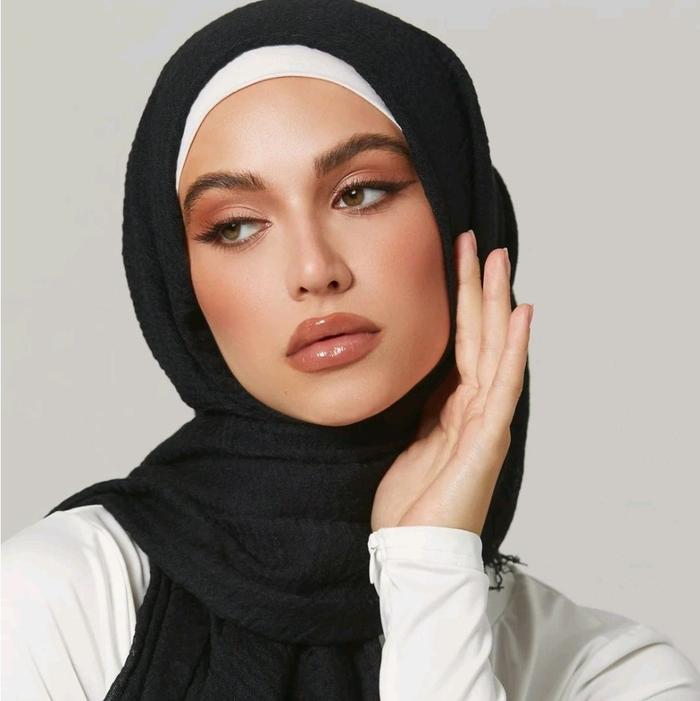 Pashmina Crinkle Pasmina Kusut Muslim Jilbab Kerudung Panjang Hitam