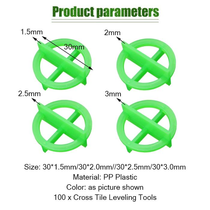 100Pcs T-Cross Reuseable Alat Perata Keramik - Cross Tile Spacer 1mm 2mm 3mm - Reuseable Tile Nat Sp