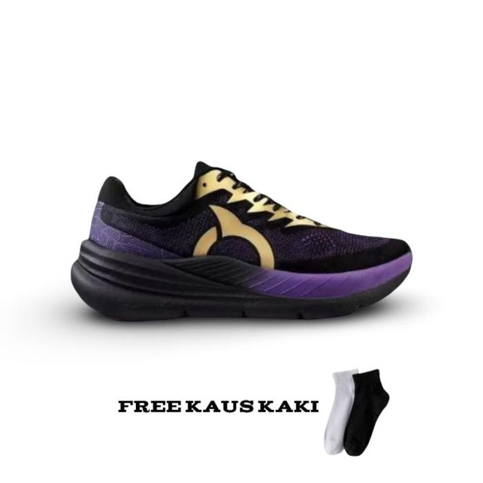 Ortuseight Sepatu Running Marvel Hyperglide 2.0 Sollar Hitam Ungu Pria Wanita