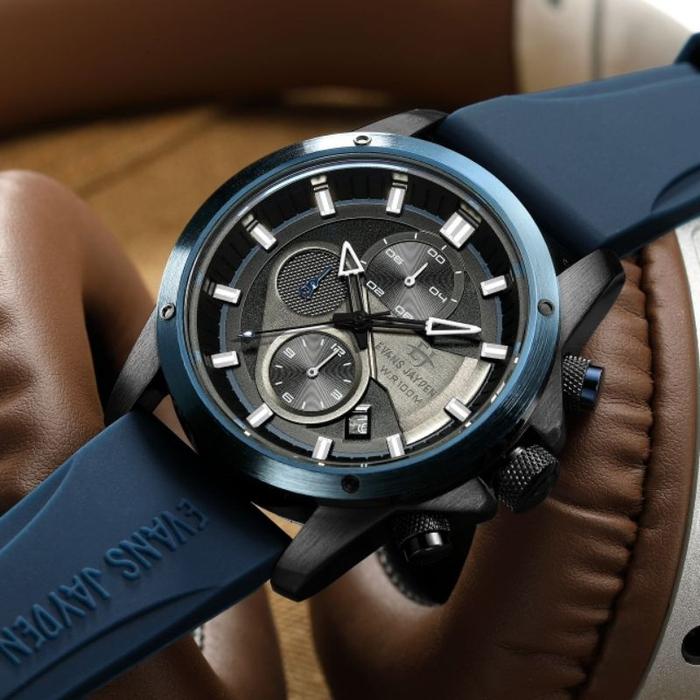 BUY 1 GET 1 !!! EVANS JAYDEN EJ-9589 RUBBER JAM TANGAN PRIA BERGARANSI MESIN 1TH