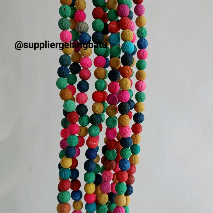 renceng multicolour lava natural pacawarna 10mm batu akik merapi larva