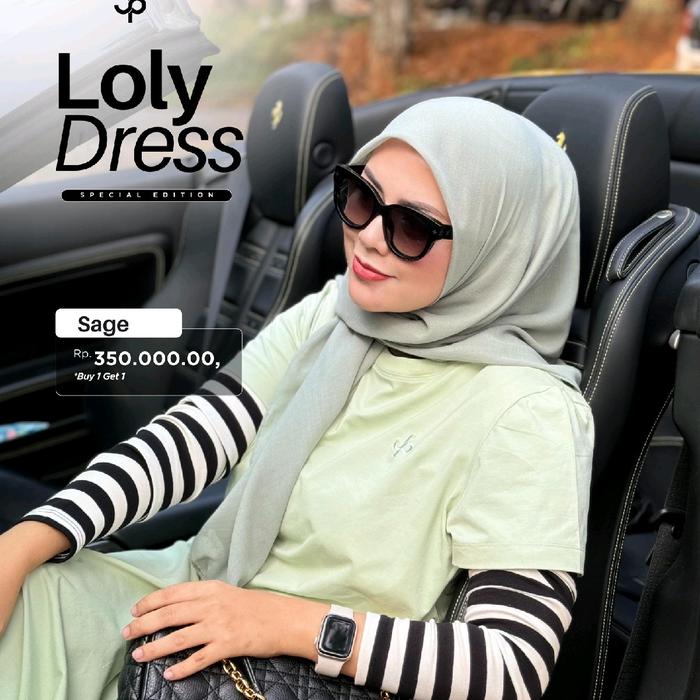 Loly Dress Journey Scarves Dress lengan pendek santai gaun polos modern Muslim Wanita Gamis Dewasa S