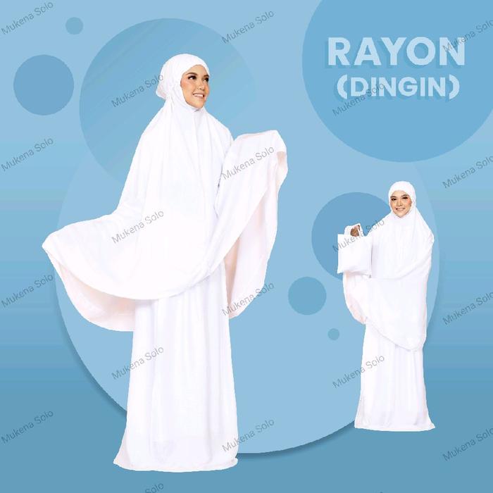 Mukena Rayon Cantik Sangat Dingin Putih Polos dan motif Bunga Gradasi Hijau Katun Santri Muslim Muke
