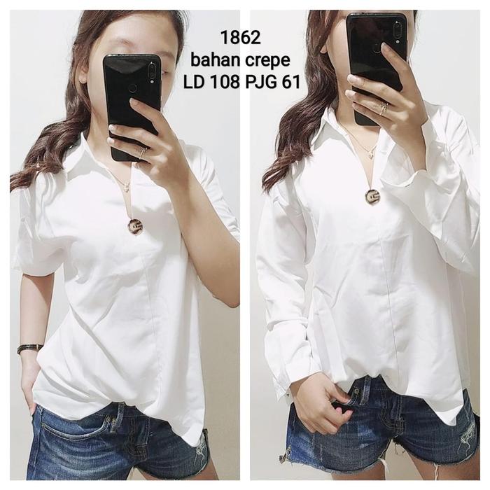 blus putih wanita atasan polos / blouse putih polos blus / atasan wanita putih