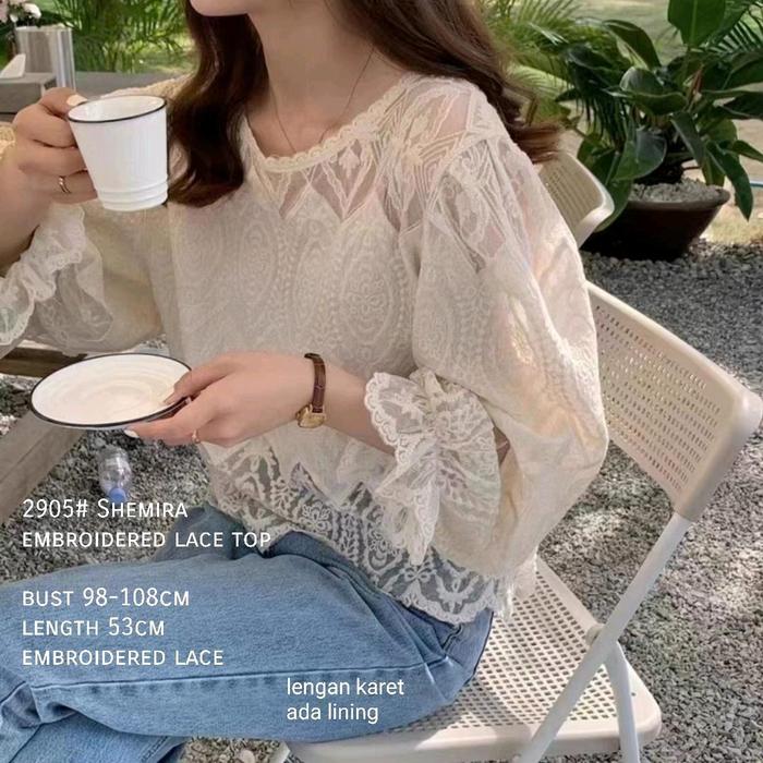 M29D05# Shemira Embroidered Lace Top | Atasan Bordir Wanita