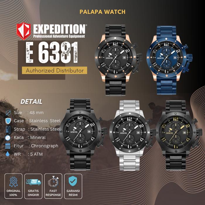 Jam Tangan Pria Expedition EXP 6381 / E 6381 / E6381 Chronograph Rantai Original