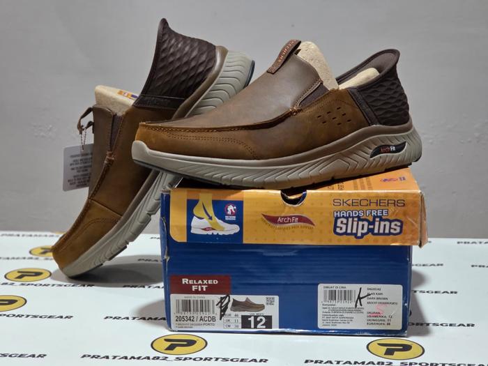 SIZE 46 ( 30 CM ) ORIGINAL ASLI SKECHERS SLIP-INS RELAXED ARCH FIT CROSSER PORTO ON LEATHER KULIT SE