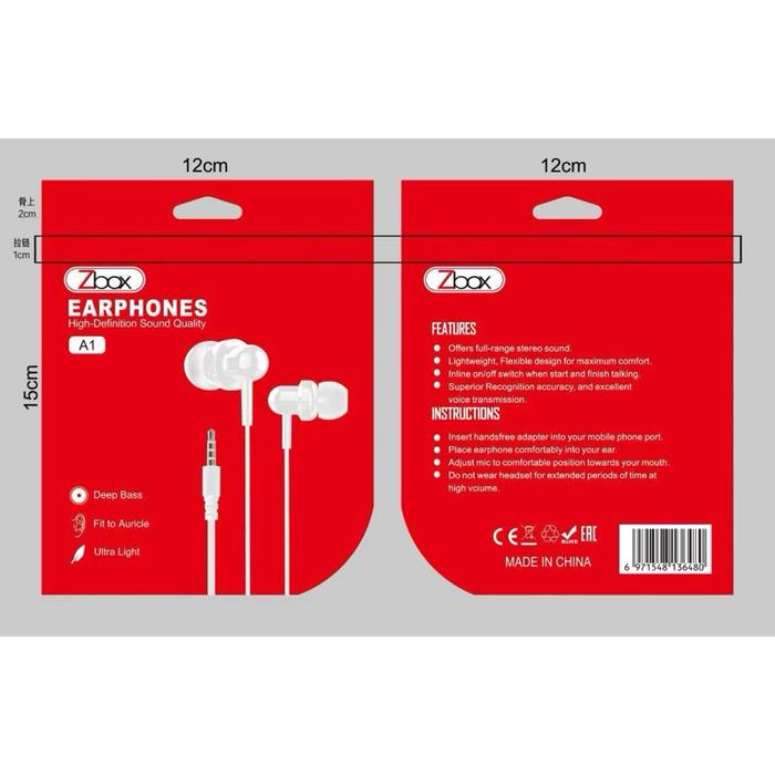 Headset Zbox A1 Super Bass mic Audio Hf Packing Plastik
