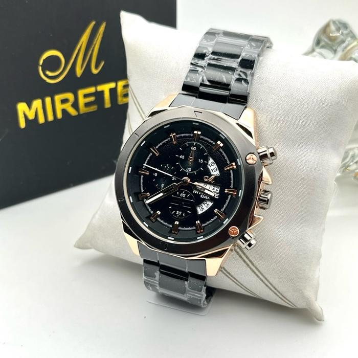 Jam Tangan Pria Sporty Mirete Tipe-9248A Original Ikatan Rantai Bahan Stainless Stell Tanggal Hari A