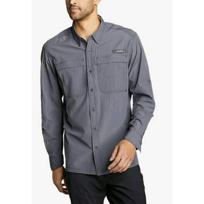 Kemeja Pria Eddie bauer Tangan Panjang Berpentilasi Abu Tua (size TXL)