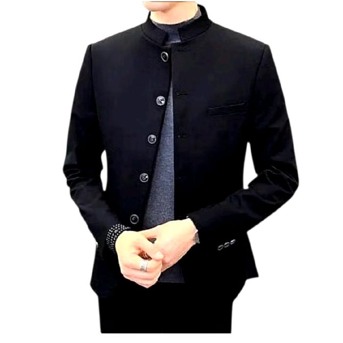 Jasko Mandarin Jas Koko Pria Dewasa Polos Panjang High Twist Putih Hitam