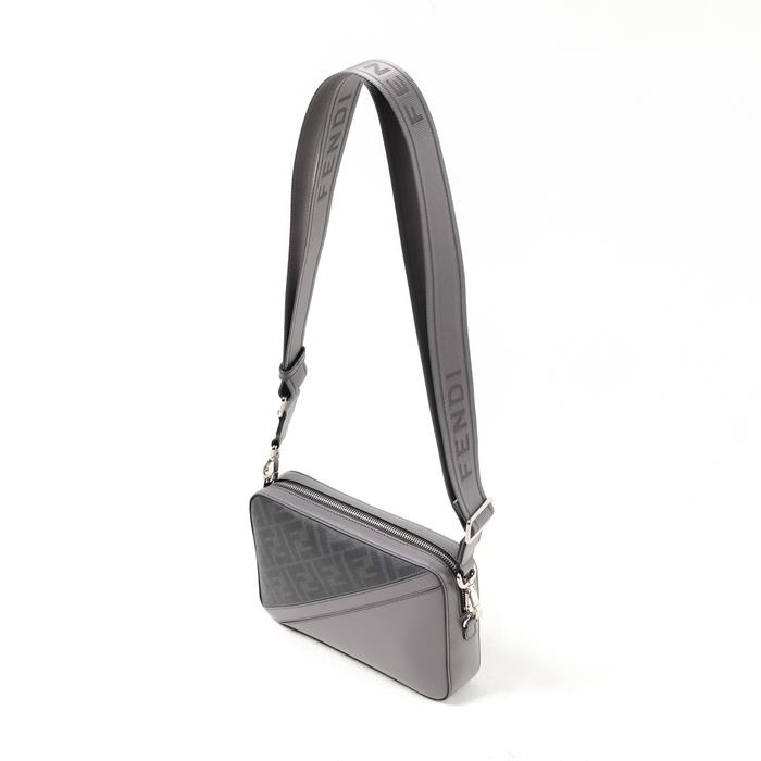 Tas FENDI FF DIAGONAL BLACK GREY CROSS BODY SHOULDER BAG 100% ORIGINAL