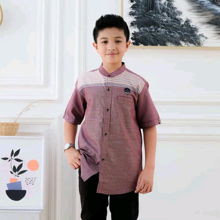 Koko Maroon Anak Ilnaaf lengan pendek