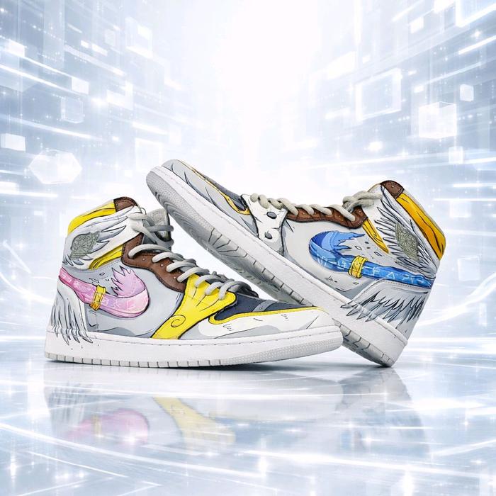 Air jordan 1 high custom digimon, angemon angewomon by partystic