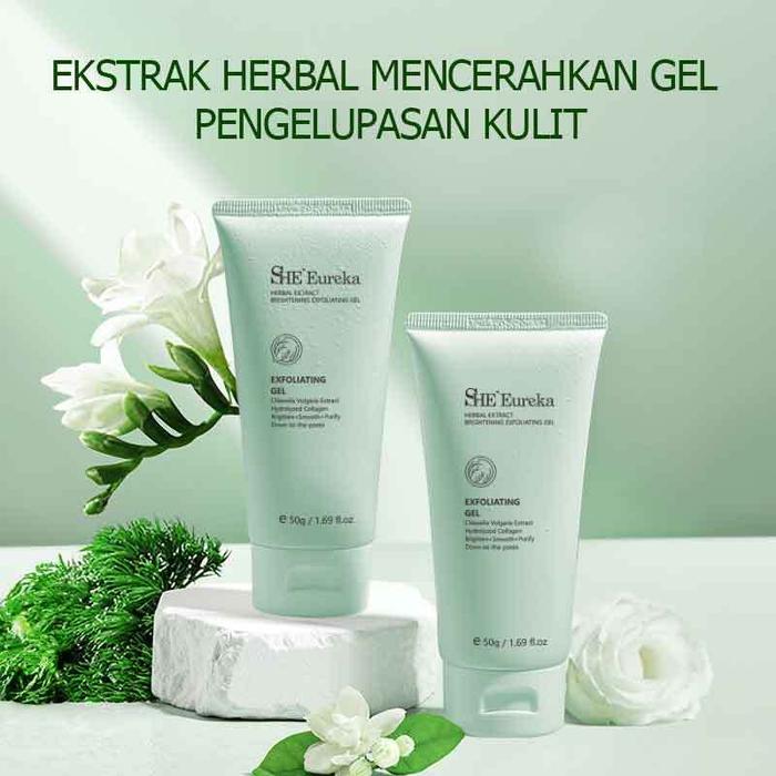 【Beli 1 Gratis 1】SHE Eureka Exfoliating Gel 50g Peeling Gel Facial Glowing Blackhead Cleaner Body Ex