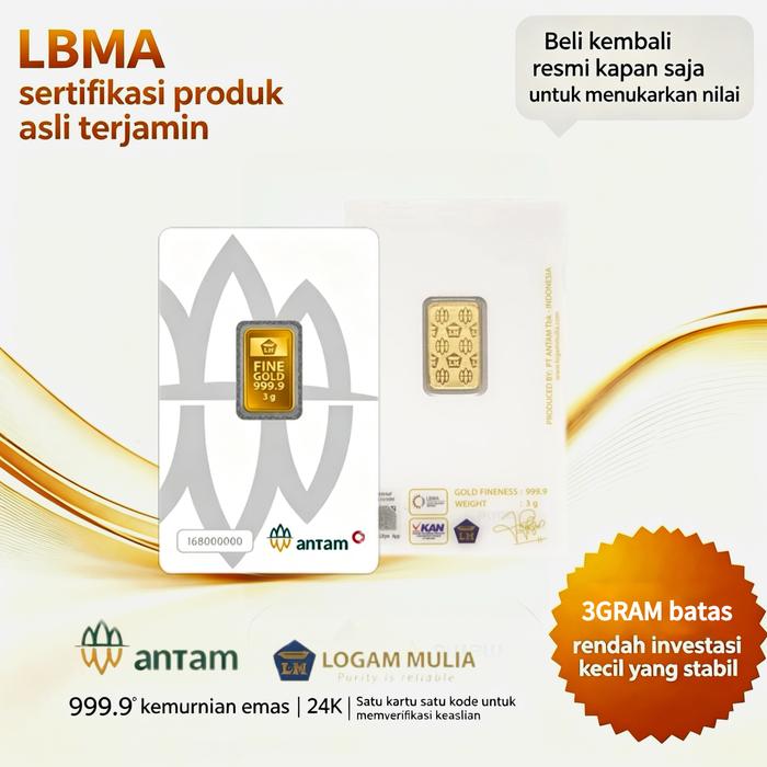 Antam new style Hartadinata 3 Gram Logam Mulia Emas Barang mewah Hadiah ulang tahun