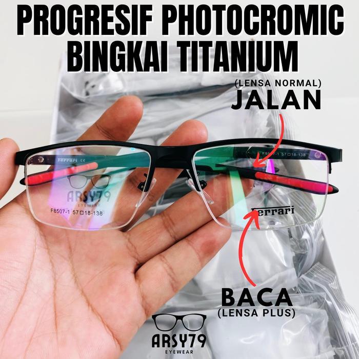 Kacamata Baca / Plus Double Fokus Lensa Progresif Frame Setengah Bingkai Sporty Unisex Antiradiasi B