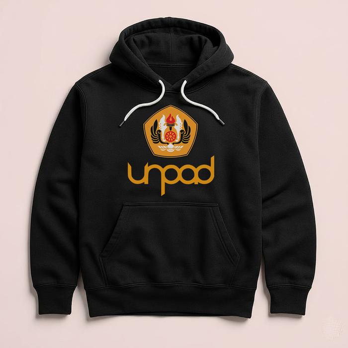 Hoodie UNPAD Universitas Padjadjaran Premium Fleece Cloth Sweater Jacket Hood Black Hitam