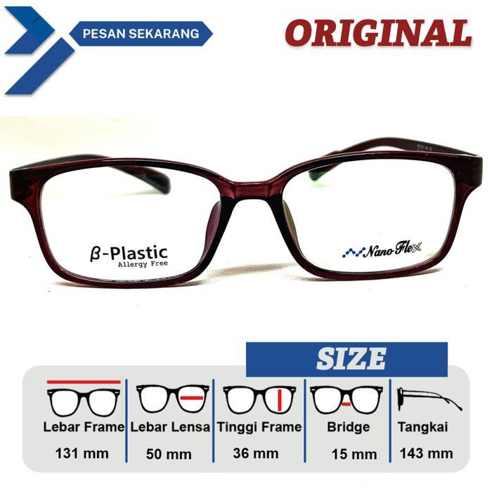 FRAME KACAMATA ORIGINAL NANO FLEX F3 LEBAR FRAME 131 SIZE 50 BRIDGE 15